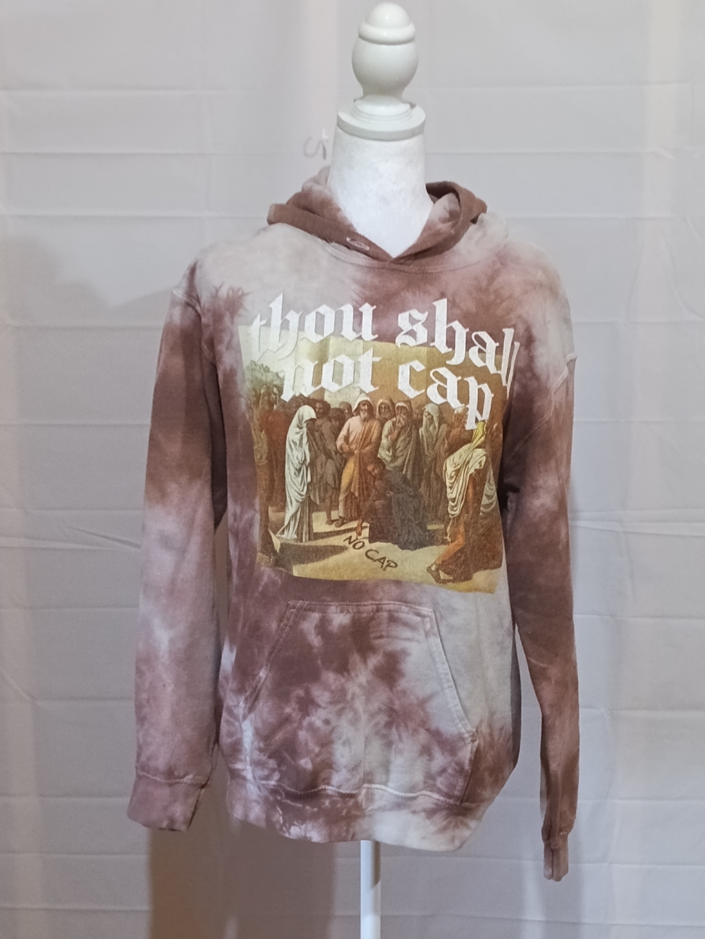 Tie-Dye Brown Graphic Hoodie Sweatshirt - Unknown Brand